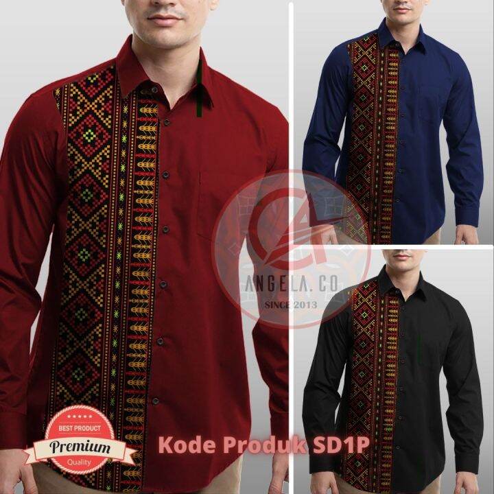 Kemeja Batik Gorga Batak Kemeja Pria Lengan Panjang Angelaco Sd