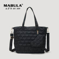 MABULA Camouflage Winter Quilted Shoulder Bags For Women Black Padded Large Capacity Tote Handbags With Zipper Crossbody Satchel