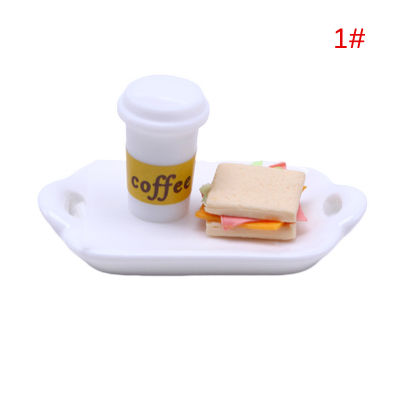 [ทับหลัง] 1:12บ้านตุ๊กตาขนมปังปิ้งกาแฟช้อนส้อมไข่กับจานอาหารอาหารเช้าในครัวของเล่นตกแต่งแบบจำลอง