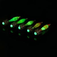 【cw】5PcsPack Luminous Shrimp Fishing Bait Fluorescent Fishing Lures Luminous Squid Jig Hooks Fishing Accessories Tackles Equipment 【hot】