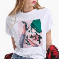 White T Shirt Women Tops Fashion High Heel Shoes Printed Tshirt 2020 Woman T-Shirts Summer Short Sleeve Tee Shirt Femme clothing