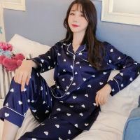 Womens Pajamas Sets Silk Pyjama Women Sleepwear Spring Summer Homewear Satin Autumn Loungewear Suit Plus Size 3XL 4XL 5XL