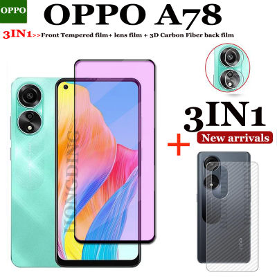 3in ฟิล์ม A78ความเป็นส่วนตัว1 OPPO ป้องกัน S-P-Y กระจกเทมเปอร์ OPPO A78ฟิล์มเซรามิกและ OPPO ฟิล์มด้านหลัง A78ฟิล์มปกป้องหน้าจอป้องกันแสงสีฟ้า + ฟิล์มเลนส์ + ฟิล์มด้านหลัง