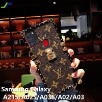 JieFieหรูหราพิมพ์เคสโทรศัพท์สำหรับ Samsung Galaxy A21S / A02S / A03S / A02 / A03 REtroหนังแฟชั่นสแควร์โครเมี่ยมRivetปกโทรศัพท์