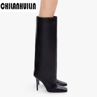 Europe America pop autumn winter boots shoes womens knee high boots shoes sexy high heels square toe dress party boots woman