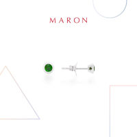 MARON✨ [ของแท้] ต่างหูเสริมดวง ต่างหูพลอยแท้ เงินแท้ แถมฟรี ผ้าเช็ดเครื่องประดับ ใบรับประกัน พร้อมกล่อง พร้อมส่ง I My DAYS Stud Earrings with Chrome Diopside