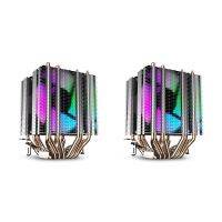 2X Cpu Air Cooler 6 Heat Pipes Twin-Tower Heatsink with 90mm Rainbow LED Fans for Intel 775/1150/1155/1156/1366