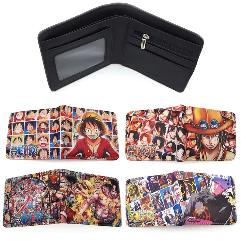 ONE PIECE Luffy Wallet Anime Zoro Short Leather Money Clip Cartoon