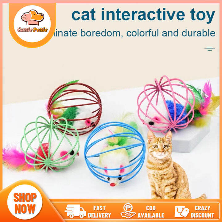 Cat Toy Chasing Toy Plush False Mouse In Cage Pet Interactive Cat Toy