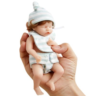 40JC 6’’ Baby Girl Doll Reborns Lifelike Doll Lovely Newborn Girl Gift Real Soft Touch Caucasian Doll with Rooted Blonde Hair
