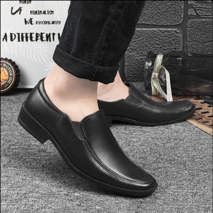 MF-MEN'S SLIP ON ROUND TOE FORMAL BLACK SHOES WITH HIGH QUALITY | Lazada PH