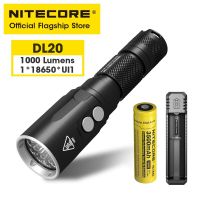 NITECORE ไฟฉายไฟแอลอีดีสีแดงสีขาวไฟฉายดำน้ำลึก DL20สำหรับตั้งแคมป์ใต้น้ำ Lanterna 18650แบตเตอรี่1000ลูเมน