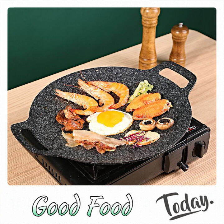 30cm/34cm/38cm Non Stick Barbecue Plate Korean Frying Pan Outdoor BBQ