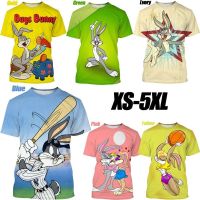 2023 NEWSummer ตลกเสื้อแฟชั่นเย็น3D พิมพ์บักกระต่าย Looney Tunes เสื้อยืดการ์ตูนแขนสั้นเสื้อยืดท็อปส์