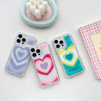 เคส iPhone 11 12 13 14 Pro สีสันสดใสไล่ระดับสีเคสเคสโทรศัพท์ความรักสไตล์ Ins เคสป้องกันโทรศัพท์