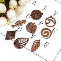 6pc/lot Fish/Flower shape Wood Pendant Resin Plate Pendants Jewelry Accessory Handmade Connector DIY Earring Component for Women DIY accessories and o