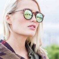 Fashion Designer Classic Round Sunglasses Woman Retro Brand Sun Glasses Female Colorful Coating Mirror Vintage Oculos De Sol Cycling Sunglasses