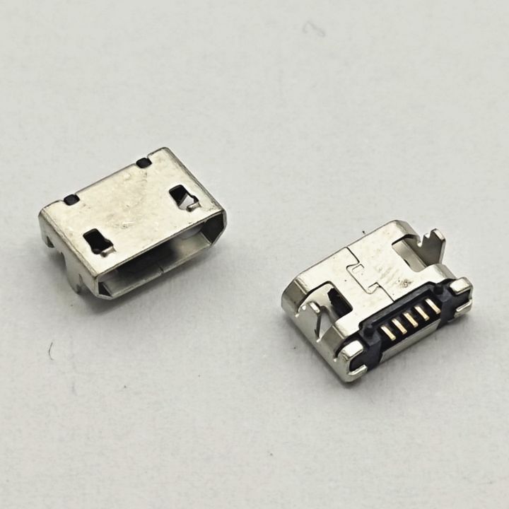 Hot Selling 100Pcs Micro USB Connector 5Pin 7.2Mm No Side Flat Mouth Short Pin DIP2 Data Port Charging Port Connector For Mobile End Plug