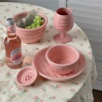 ▼ Original Pink English Tableware Girl Heart Ins High-Value Dish Cup Combination Dish Set Home Dining