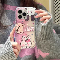 For IPhone 14 Pro Max IPhone Case Thickened TPU Soft Case Clear Case Shockproof Pink Rabbit Cute Compatible with For 13 Pro Max