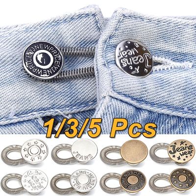 1/3/5pcs Adjustable Metal Button Extender Pants Jeans Free Sewing Retractable Buckles Waist Extenders Buttons Waistband Expander