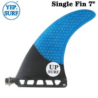 กระดานโต้คลื่น7 "ครีบครีบเดียว upsurf โลโก้กลางครีบสีฟ้าไฟเบอร์กลาส Sup BOARD FINS