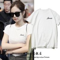 JENNIE Kim Ji-Ni Same Style Top blackpink Star Merchandise Letter Short Sleeve Female ins Trendy Summer T-Shirt Men Wome