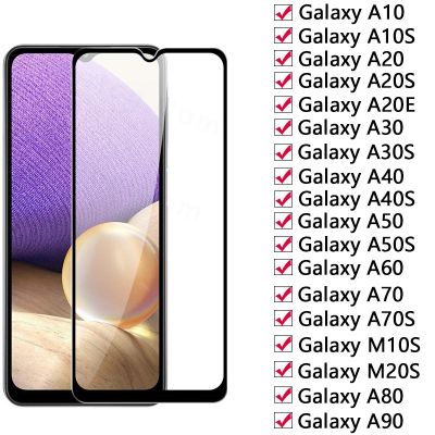 9D Full Tempered Glass On For Samsung Galaxy A10 A20 A30 A40 A50 A60 A70 A80 A90 Screen Protector A10S M10S M20S Glas Film Case