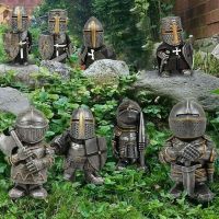 Knight Dwarf Guards Onlookers Landscaping European Castle Garden Resin Decoration Ornaments Medieval Armor Guard Sculpture Craft