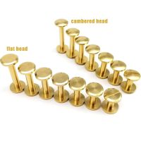 10 ชิ้นทองเหลืองทองแดงชิคาโกสกรูเล็บโพสต์ Binding Rivet รอบหัวสตั๊ดสำหรับหนังหัตถกรรมกระเป๋าสตางค์กระเป๋าเข็มขัดเว็บหนังสือ - Giers