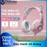 ONIKUMA K9 Tai nghe chơi game tai mèo hồng hiệu ứng âm thanh 7.1 với điện thoại máy tính xách tay giảm tiếng ồn thumbnail