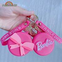 Twister.ck พวงกุญแจบาร์บิสไตล์ Dompet Koin Kawaii พร้อมโบว์ตกแต่งสำหรับรถยนต์พวงกุญแจของขวัญปาร์ตี้สำหรับเด็ก