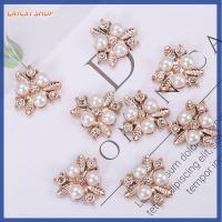 CAYCXT SHOP 10PCS ที่เป็นประกาย รูปดอกไม้ คริสตัล คลิปหนีบหมวก ปุ่ม Rhinestone กระดุมมุก กิ๊บติดผมไข่มุก