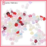 LUCKY HAIRACC 140 PCS กระจกชุบโลหะด้วยไฟฟ้า ลูกปัดดอกไม้แก้ว แก้วเช็ก รูปดอกไม้ทรัมเป็ต ลูกปัดคริสตัลคริสตัล ลูกปัดดอกไม้ทรัมเป็ตแก้วทรงเสน่ห์ 68มม. ลูกปัดแก้วใสมีรูร้อย การทำหัตถกรรมเครื่องประดับ