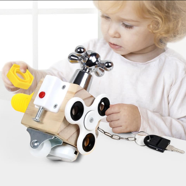 Spark Cart Block Montessori Unlock Toy Essential Educational Sensory