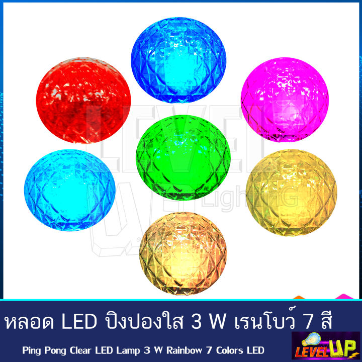 หลอด-led-ปิงปองใส-ไฟตกแต่ง-ไฟวันหยุด-3w-ขั้วe27-รุ่น-เรนโบว์-3-วัตต์-7-สีในหลอดเดียว-เเพ็ค24-ชุด