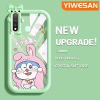 YIWESAN เคสสำหรับ VIVO Y19 Y5s ลายกระต่ายโดราเอมอนสีสันสดใสเคสเลนส์กล้องถ่ายรูปแบบนิ่มมอนสเตอร์ตัวน้อยซิลิโคนโปร่งใสเรียบง่ายเคสป้องกันกันกระแทกแบบใส