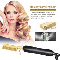 2 in 1 Hair Straightener Curler Wet Dry Electric Hair Comb Straightener Hot Heated Hair Straight Curling Brush EUUS