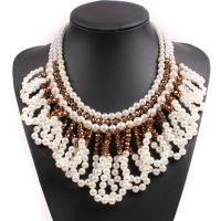 New Design Fashion Collar Chunky Pearl Big Statement Pendant Necklace for Women Choker Jewelry Accessories Necklace Gift