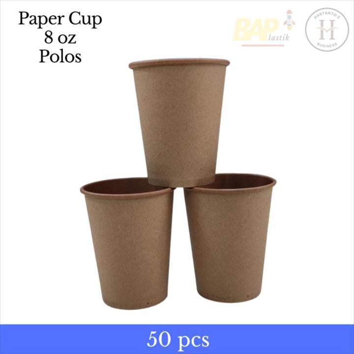 Paper Cup Kraft 8 oz TP POLOS Gelas Kertas Sekali Pakai Gelas Kopi ...