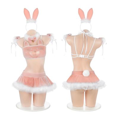 Sexy Cosplay Lingerie Bunny Girl Sexy Costume Anime Pink Cuat Rabbit Bodysuit Erotic Lingerie Woman Kawaii Lingerie  Adult Sex