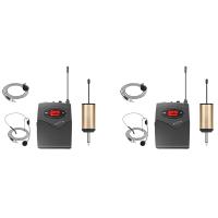 2X Wireless Microphone System,Wireless Microphone Set with Headset &amp; Lavalier Lapel Mics Beltpack Transmitter Receiver