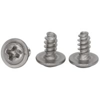 M3 M4 M3/4*6/8/10/12/16/20 304 Stainless Steel Flat Tail Pan Phillips Round Head Self Tapping Screw With Washer Nails Screws  Fasteners