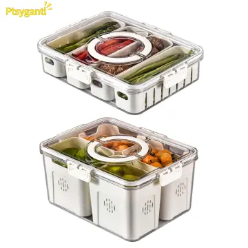 Divided Food Storage Containers White Veggie Tray Stackable Refrigerator Organizer  Bins - China Storage and Container price