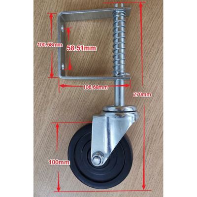 SPRING LOADED SWIVEL WHEEL GATE CASTOR 100mm 4\ DIAMETER for UP to 60kg GARDEN Furniture Protectors  Replacement Parts