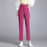 Elegant Office Lady High Waisted Straight Leg Pants Vintage Breasted Casual Female Solid Formal Trousers 2023 Summer Autumn Pant