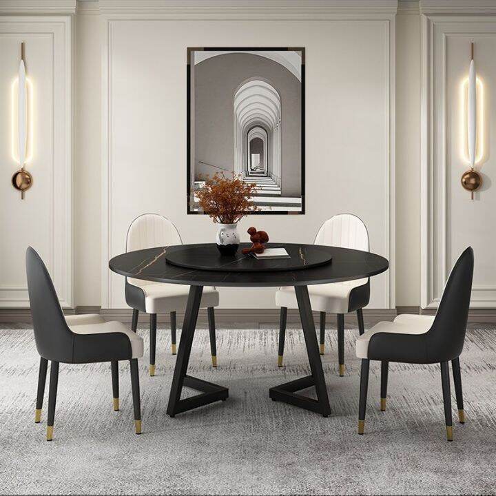 Italian round Dining Table Stone Plate Household Small Apartment Modern