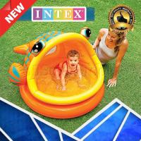 INTEX Lazy Fish สระน้ำเป่าลม สระว่ายน้ำเด็ก ทรงปลา รุ่น IN-57109 (สีส้ม)