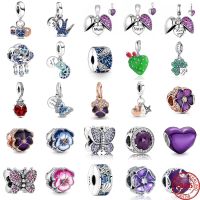 New 925 Sterling Silver Butterfly Swallow Cactus Clover Chameleon Dangle Beads Fit Original Pandora Bracelet Charms DIY Jewelry