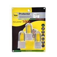 YALE  เยล - กุญแจคล้องสเตนเลสแท้ ระบบดิสก์ ขนาด 40มม. ห่วงยาว แพ็ค3 รุ่น SD40L P3  ใช้งานภายนอก